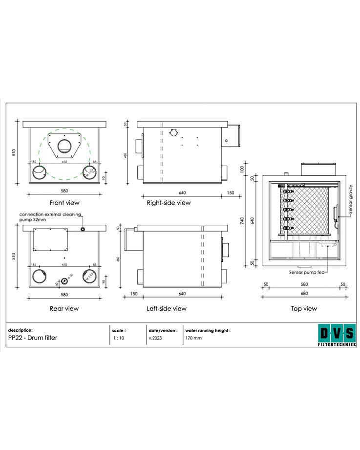 DVS Trommelfilter mit eingebauter Spülpumpe PP22-P