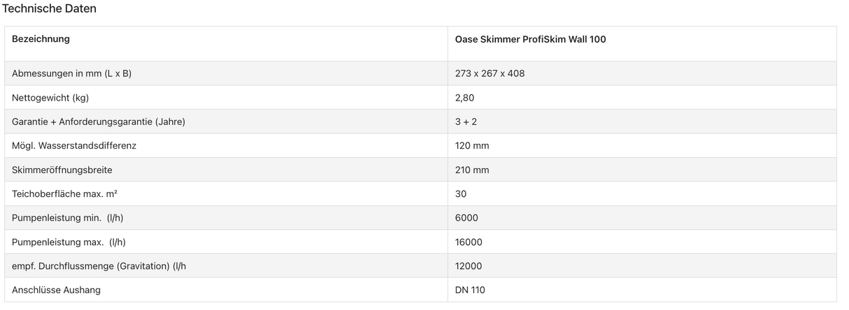 Oase ProfiSkim Wall 100