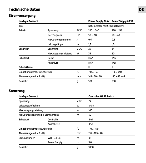 Oase LunAqua Connect Netzteil 36 W