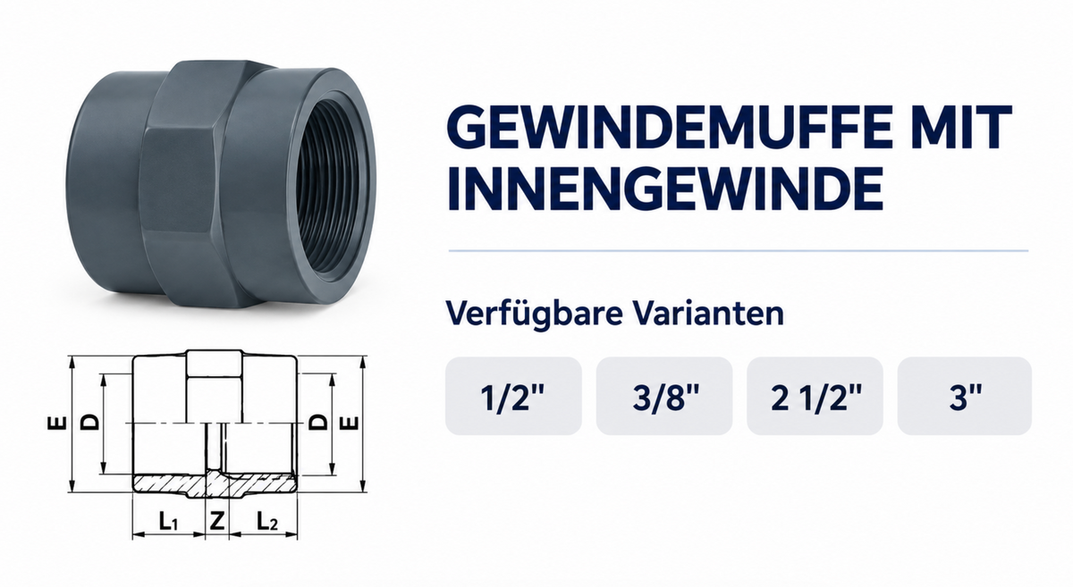 PVC Gewindemuffe mit 2x Innengewinde PN 16