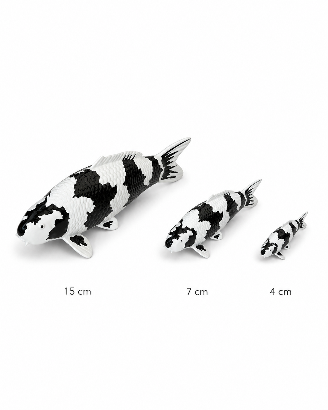 Limitierte Koi Figur Shiro Utsuri – handbemalte Koi Figuren stilvolle Teich- & Gartendekoration