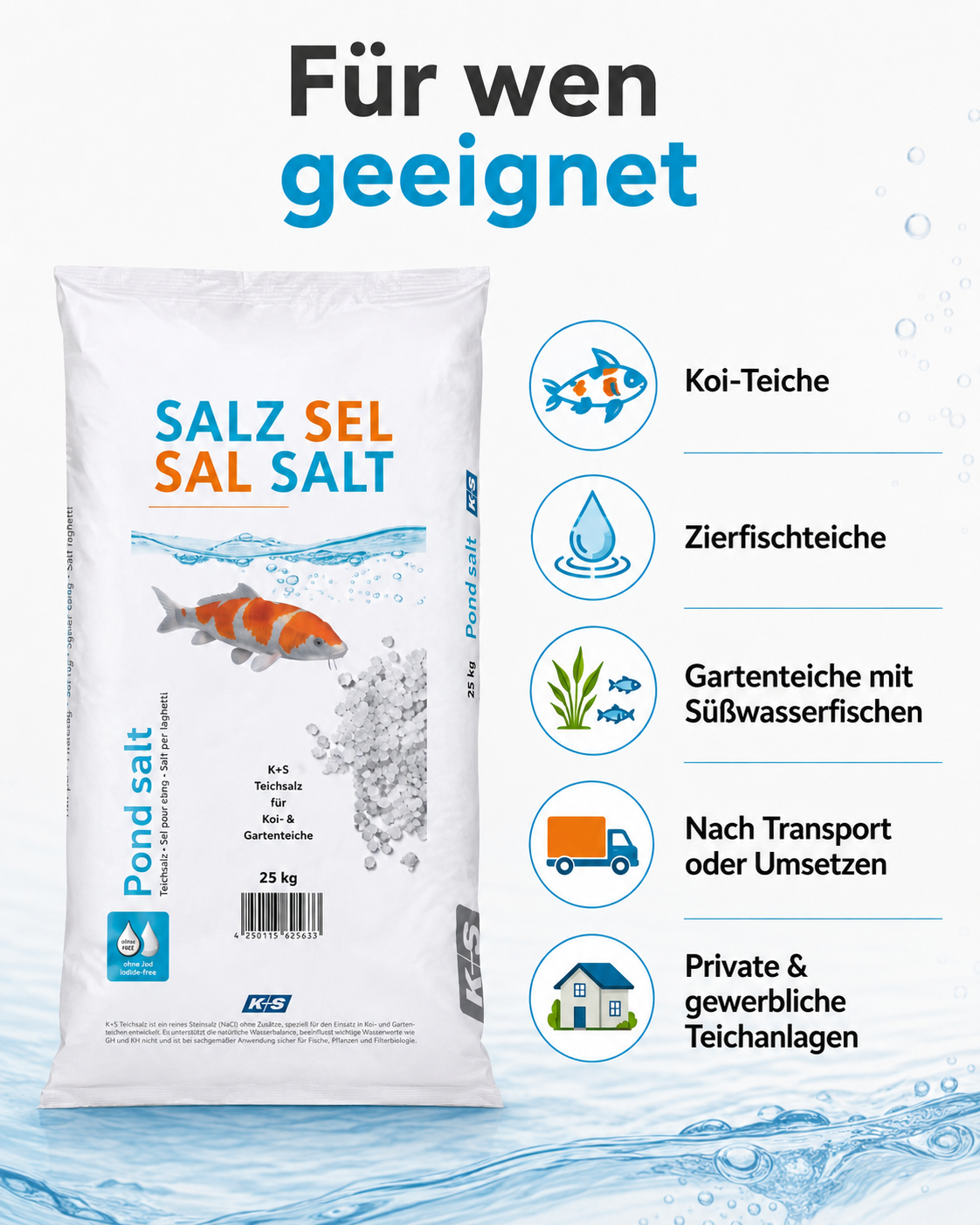 Teichsalz für Koi- & Gartenteiche