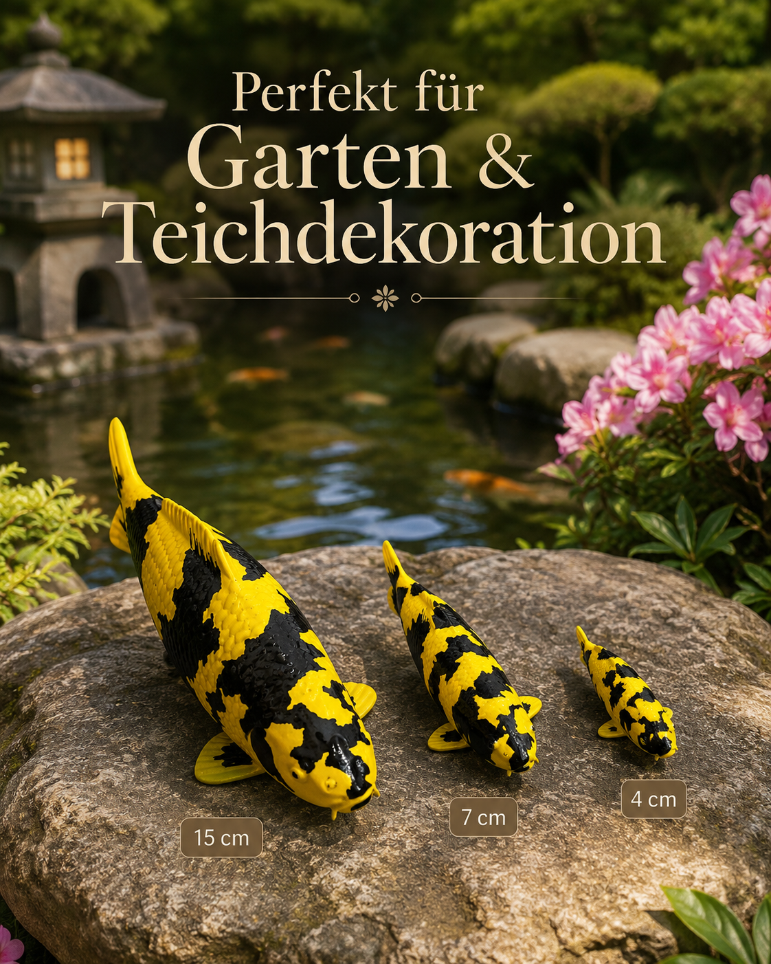 Limitierte Koi Figur Ki Utsuri – handbemalte Koi Figuren stilvolle Teich- & Gartendekoration