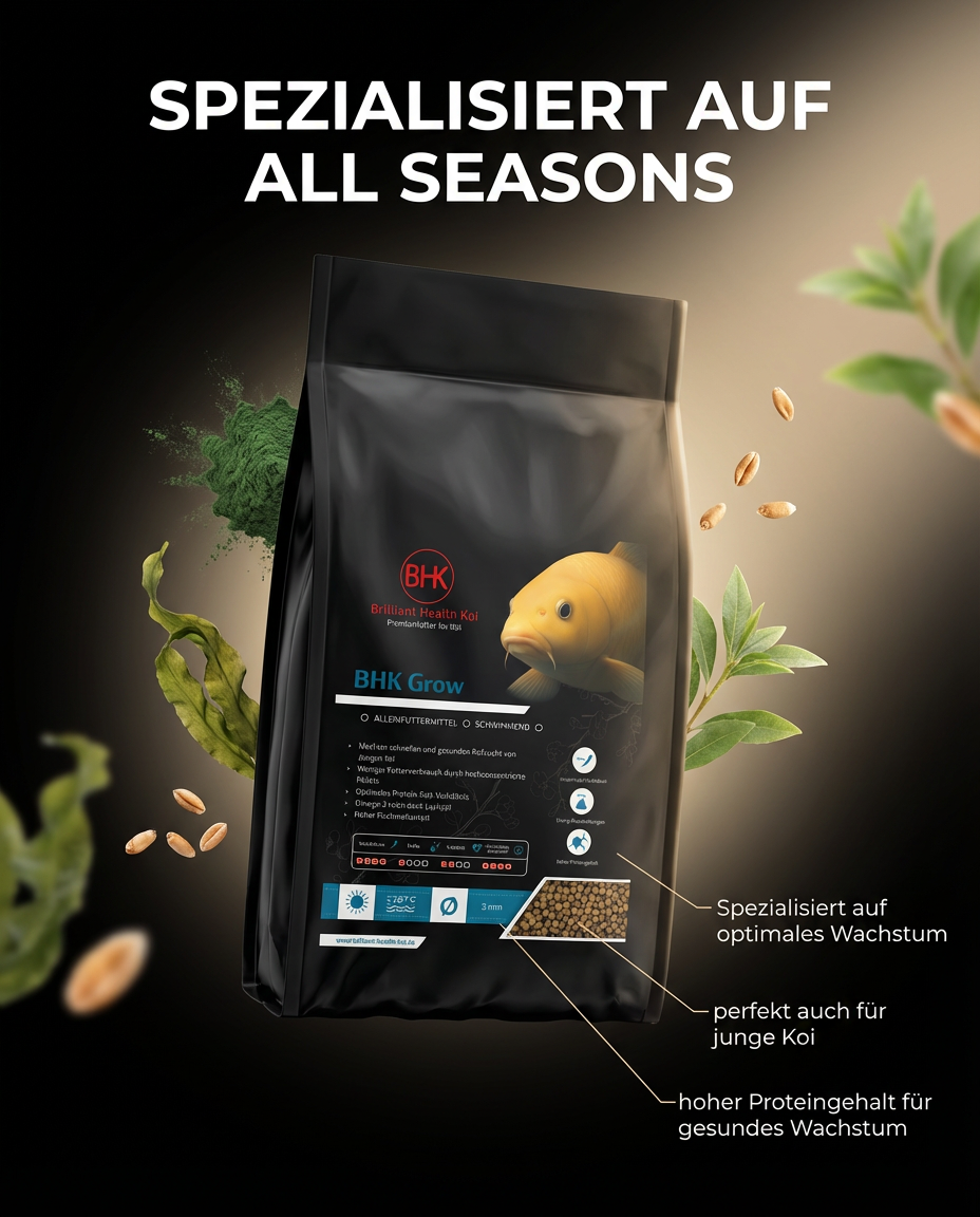 BHK Grow Koifutter für ganzjähriges Wachstum und gesunde Entwicklung bei Koi