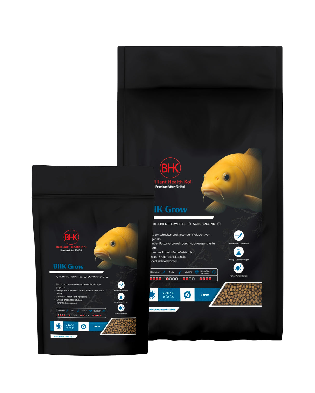 BHK Daily Grow Swim Koifutter – schwimmendes Wachstumfutter für Koi in 3 mm und 4,5 mm Pellets