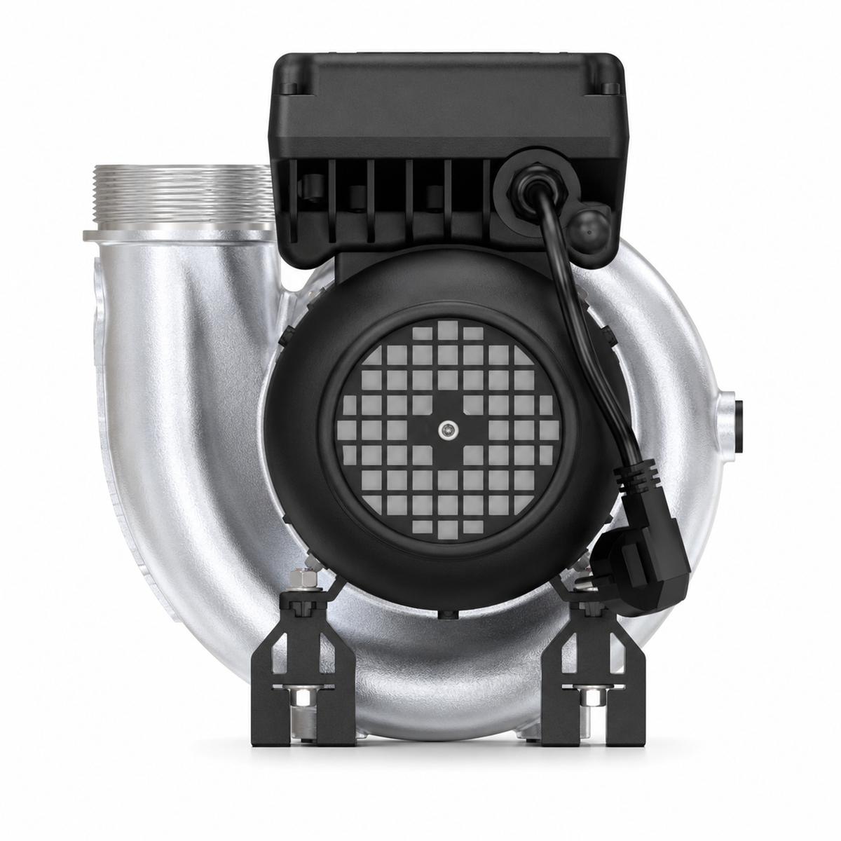 FlowFriend Premium HPN110 Hochdruckpumpe in Rückansicht mit Motor, Steuerung und Anschlusskabel für anspruchsvolle Wasser- und Teichsysteme