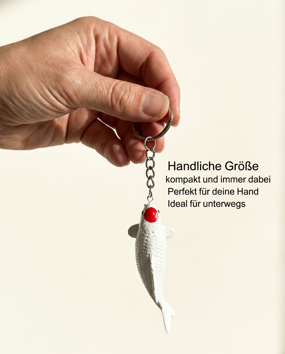 Limitierte Koi Figur Tancho Kohaku Schlüsselanhänger – handbemalte Koi Schlüsselanhänger