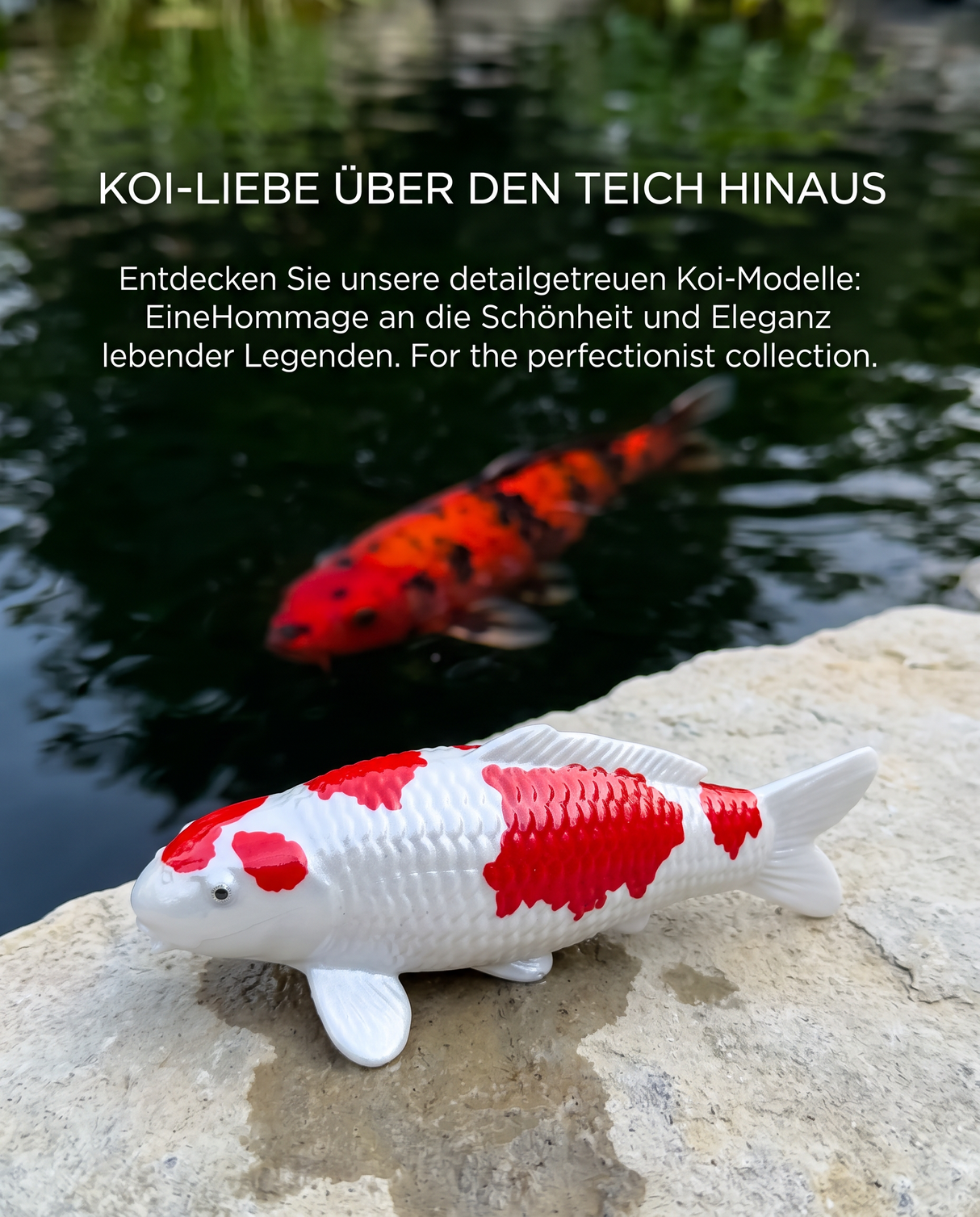 Limitierte Koi Figur Kohaku 4 - handbemalte Koi Figuren stilvolle Teich- & Gartendekoration