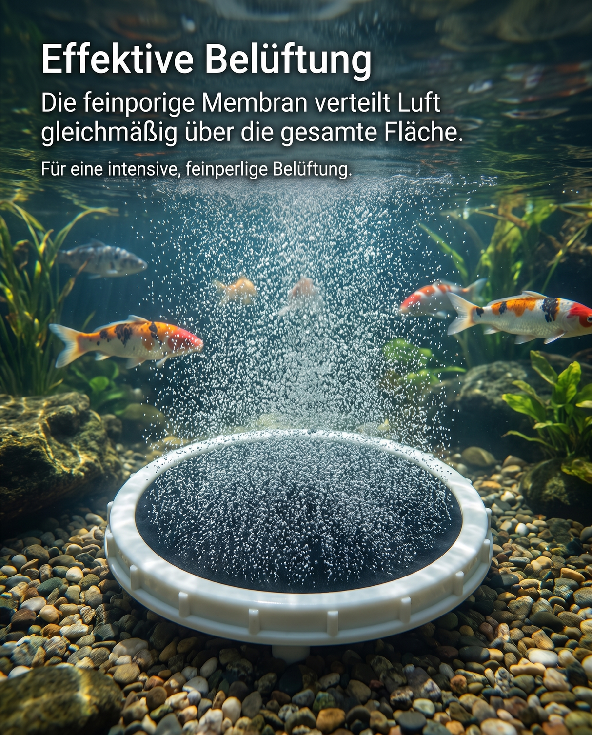 Belüfterteller EPDM für Koiteich & Gartenteich – feinperlige Membranbelüftung