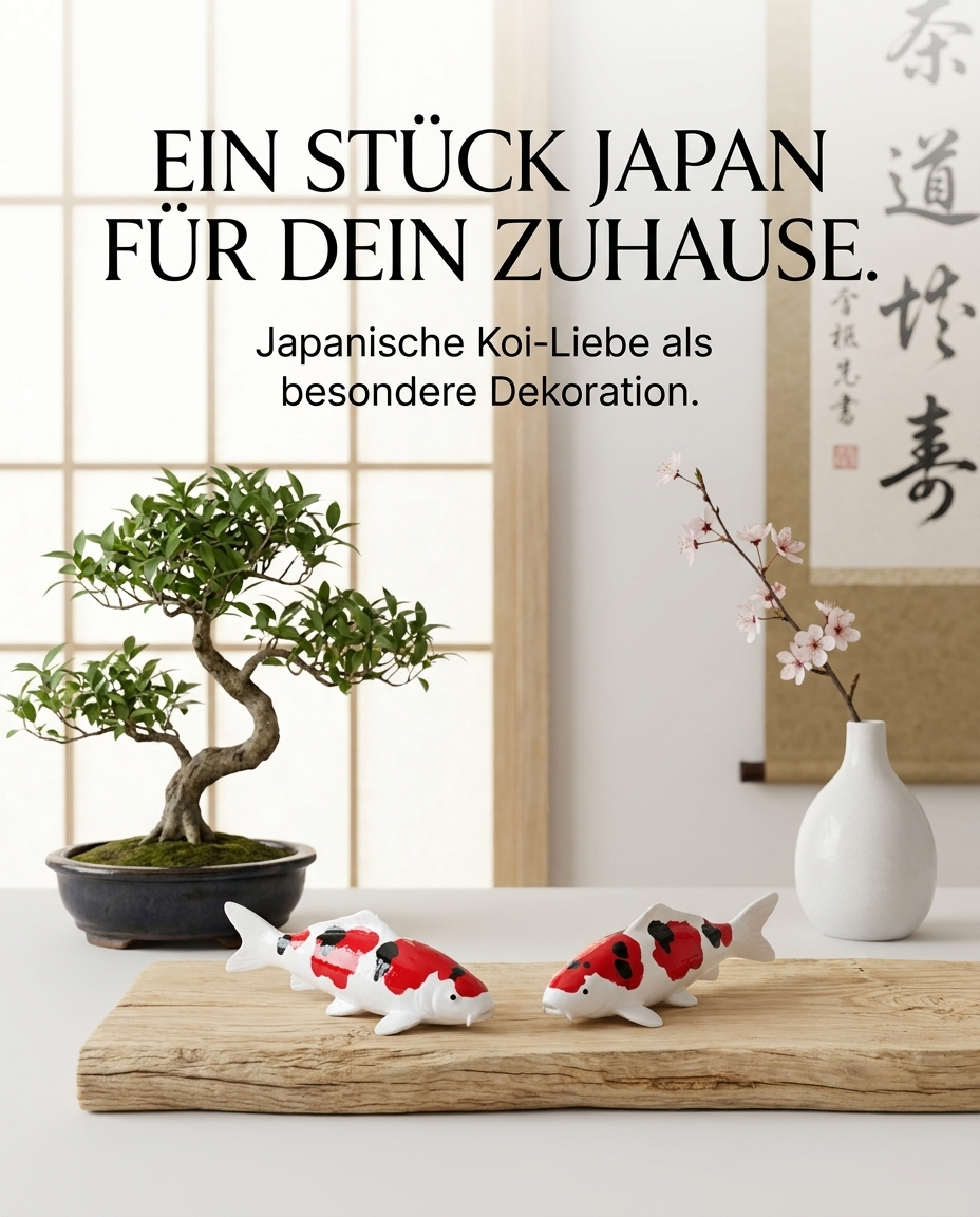 Koi Karpfen-Figur als stilvolle Japan-Deko für Wohnbereich, Eingangsbereich oder Regal mit asiatisch inspirierter Gestaltung