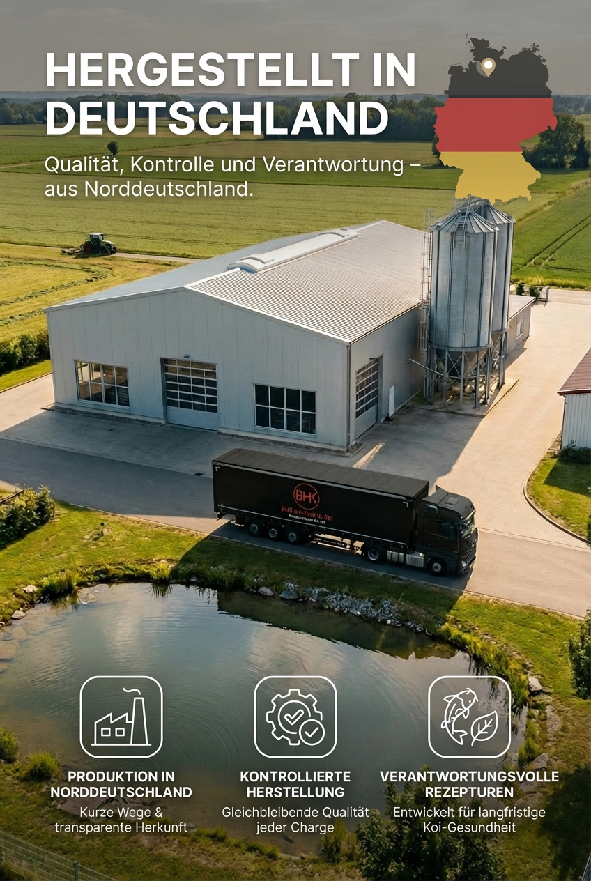 Koi Futter Herstellung in Deutschland mit kontrollierter Qualität und Produktion
