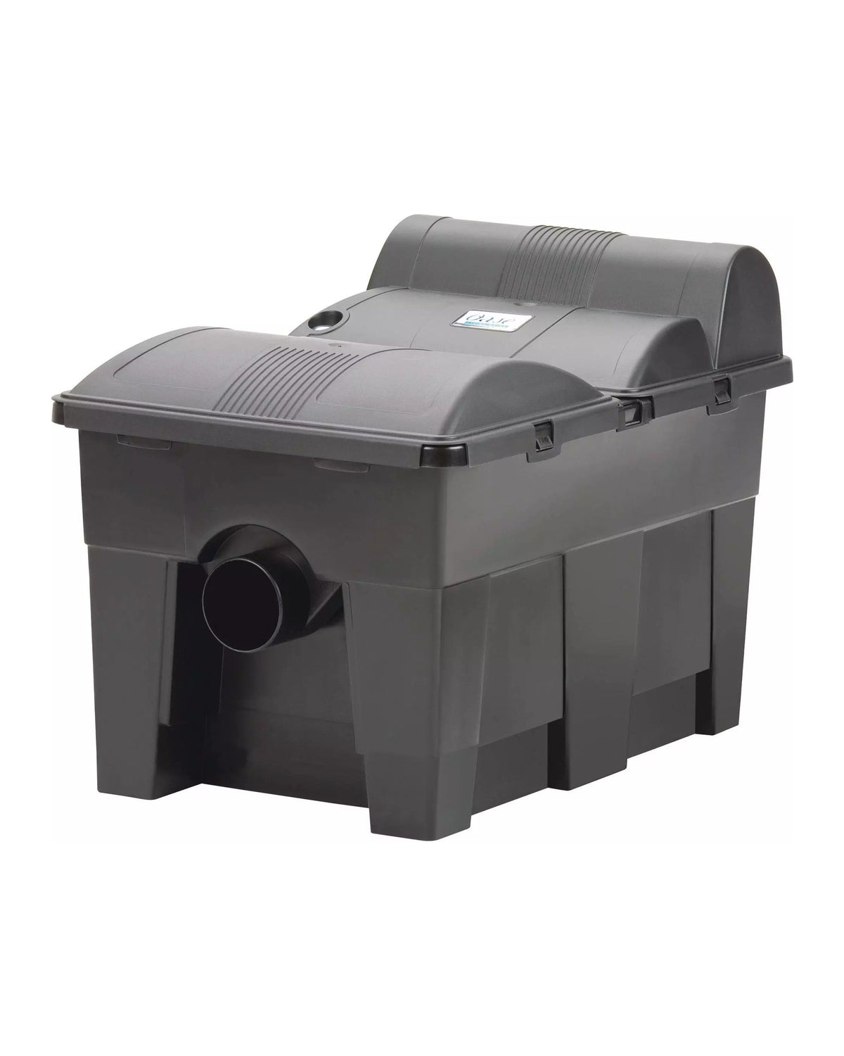 OASE BioSmart UVC 16000 Durchlauffilter, Ansicht schräg von vorn mit Ablauf DN 75