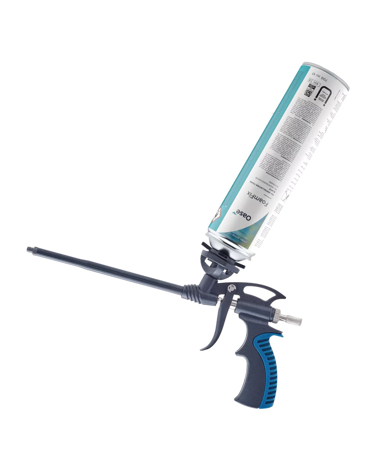 OASE FoamFix Pro-Applicator mit aufgesetzter FoamFix-Dose (Dose nicht im Lieferumfang)