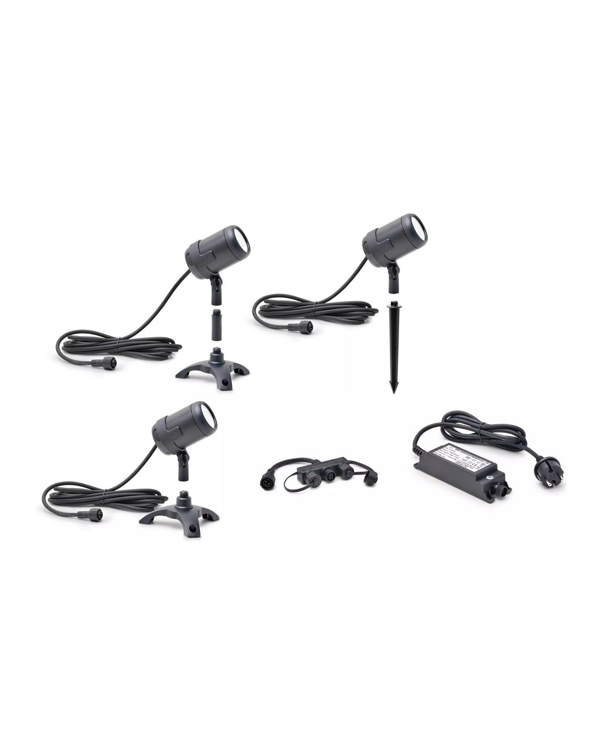 LunAqua Connect M Set 3 in drei Montagearten, dazu Dreifach-Verteiler und Netzteil