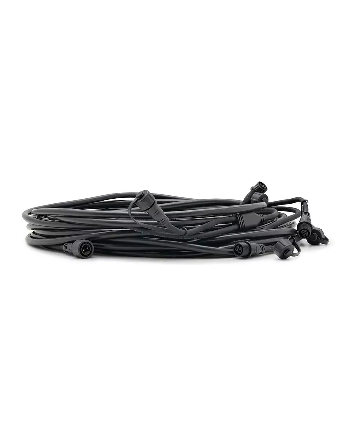 Outlet-Kabel 10 m weiß flach liegend, die Abgänge mit Schutzkappen sind zu sehen