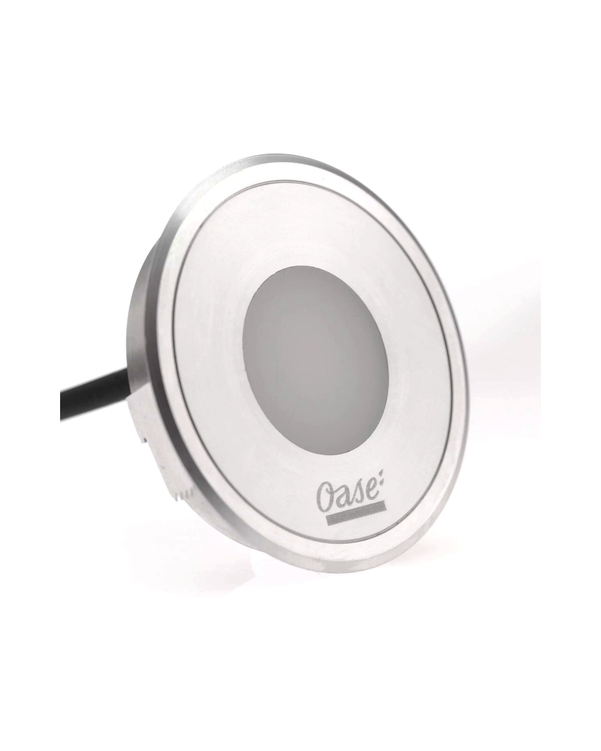 Einzelne LunAqua Terra LED Einbauleuchte mit Edelstahlrand und Kabel