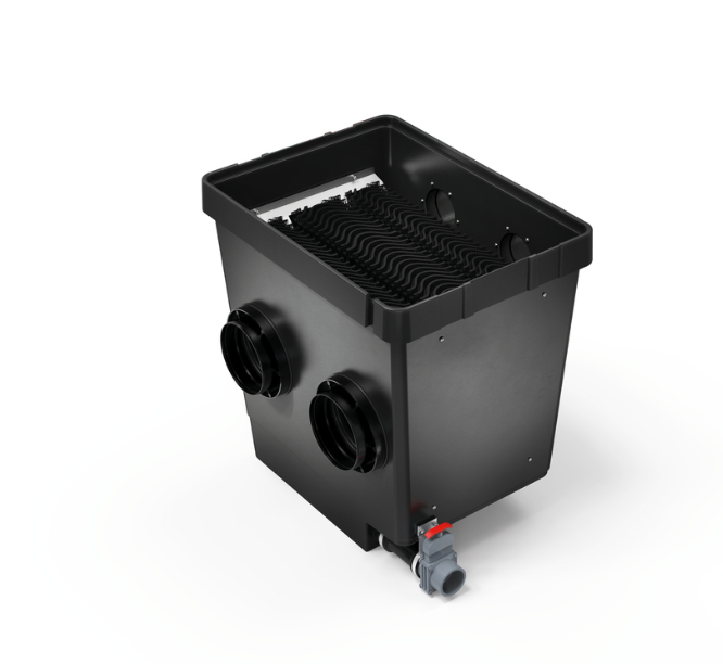 OASE ProfiClear Premium Ablaufmodul L mit ClearWave-Filterelementen für die biologische Endfilterung in modularen Koiteich- und Teichfilteranlagen.