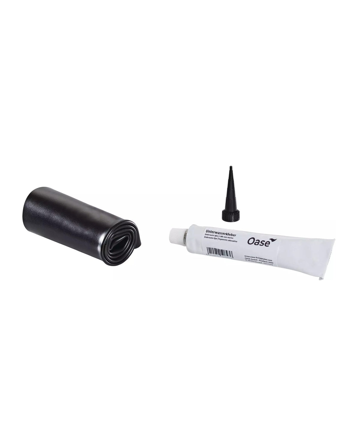 OASE PVC-Folien-Reparaturset: gerolltes PVC-Folienstück, Tülle und Tube Unterwasserkleber