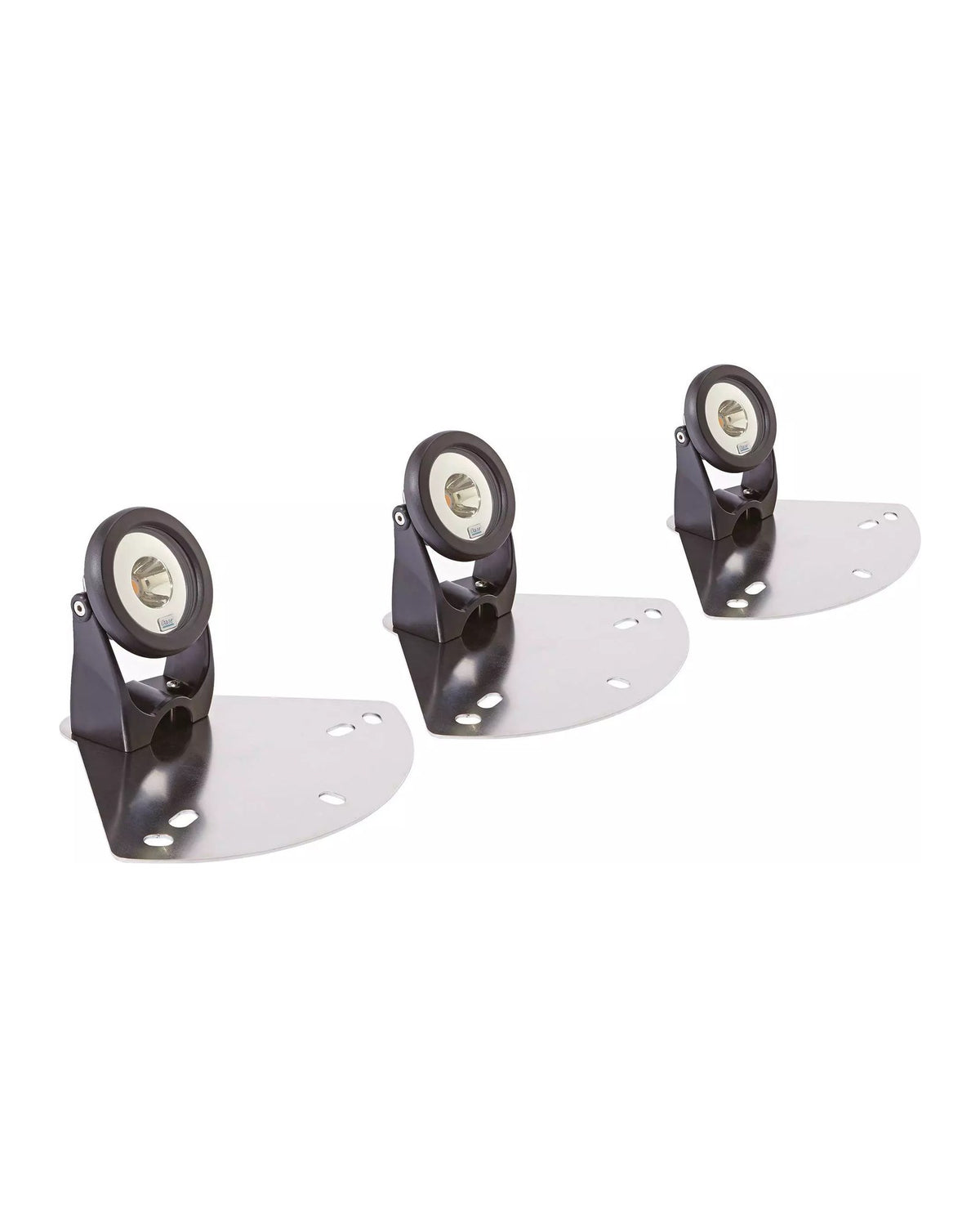 Die drei Strahler des RGB-Sets auf ihren Haltern