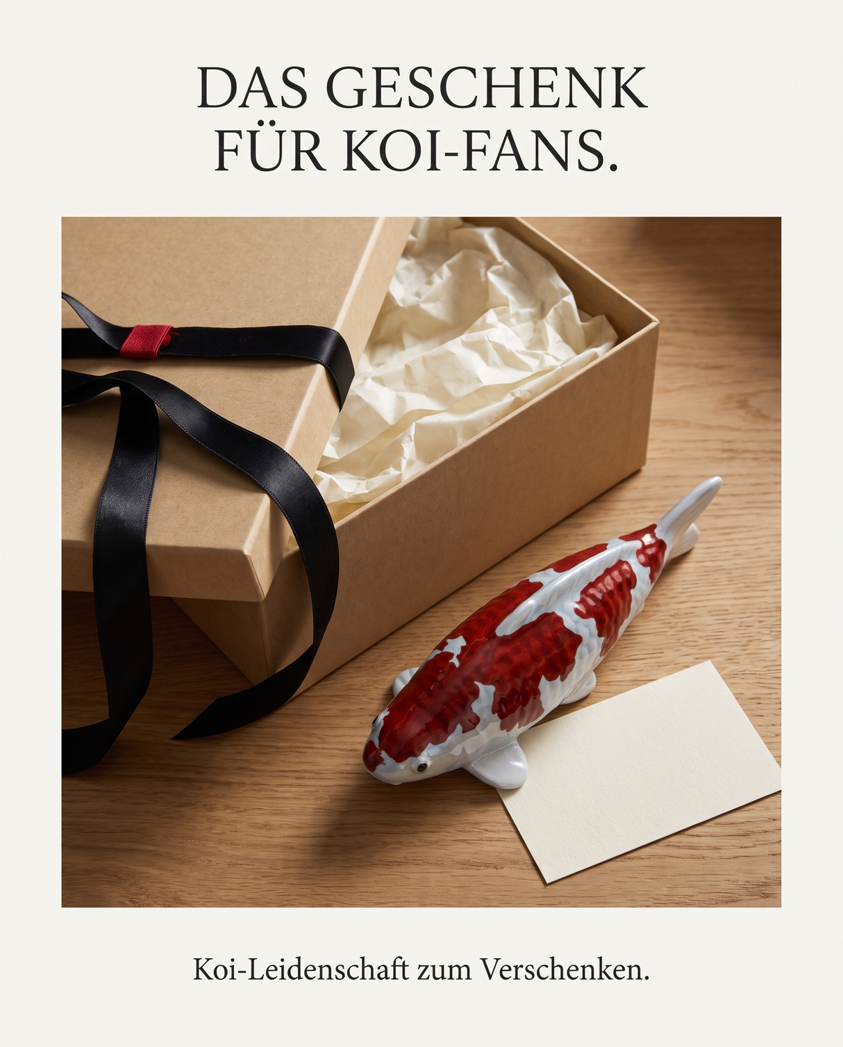 Handbemalte Ochiba Koi-Figur als besondere Geschenkidee für Koi-Fans – dekorative Fischfigur und einzigartiges Unikat zum Verschenken