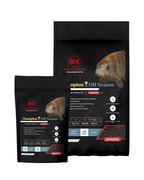 BHK Champion Off Season sinkend Premium Koifutter für Übergangszeit und milde Winter ab 8 °C in 4,5 mm Pellets