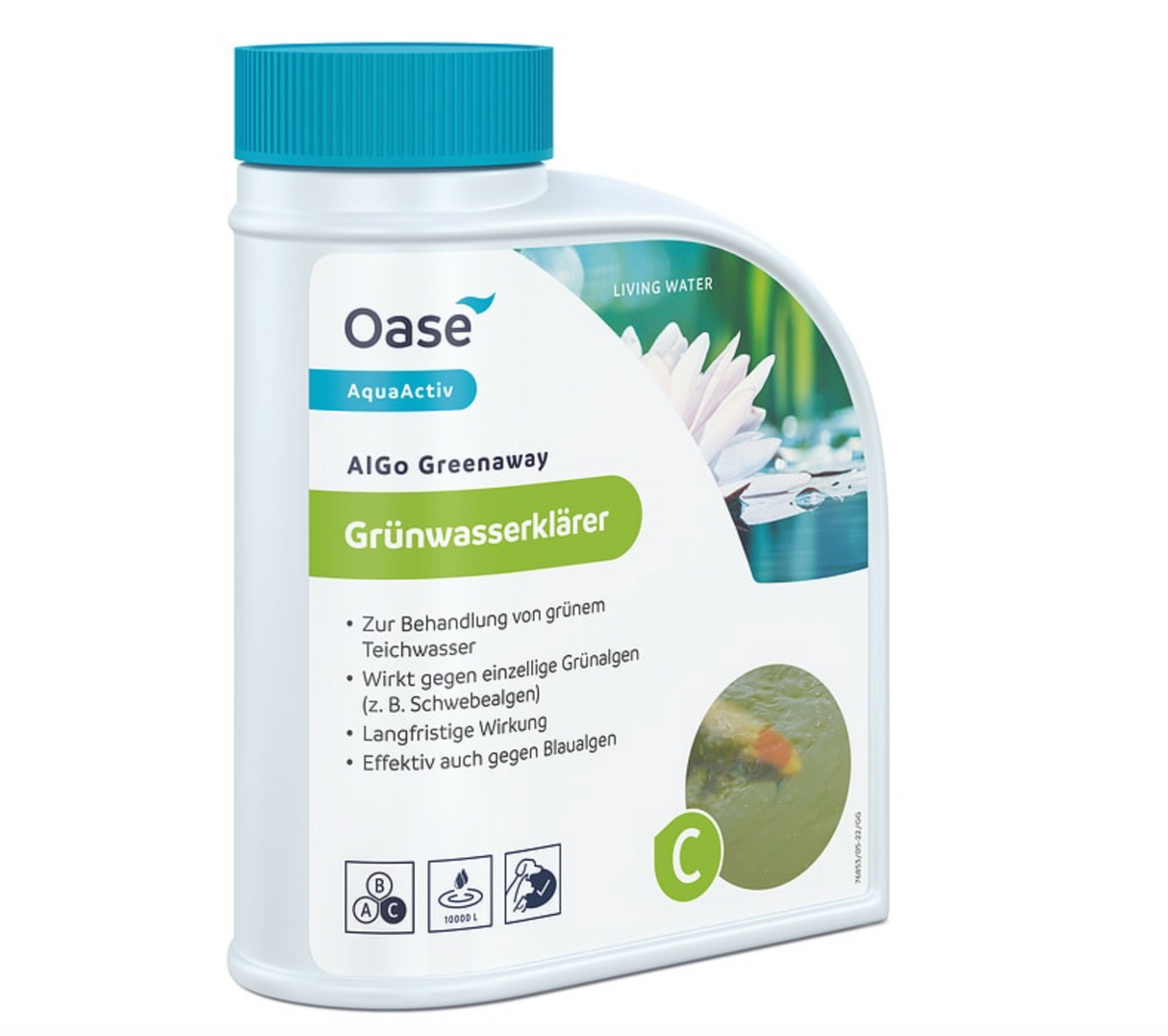 Anwendung von Oase AquaActiv AlGo Greenaway am Gartenteich