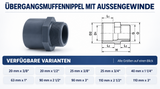 PVC Übergangsmuffennippel mit AG