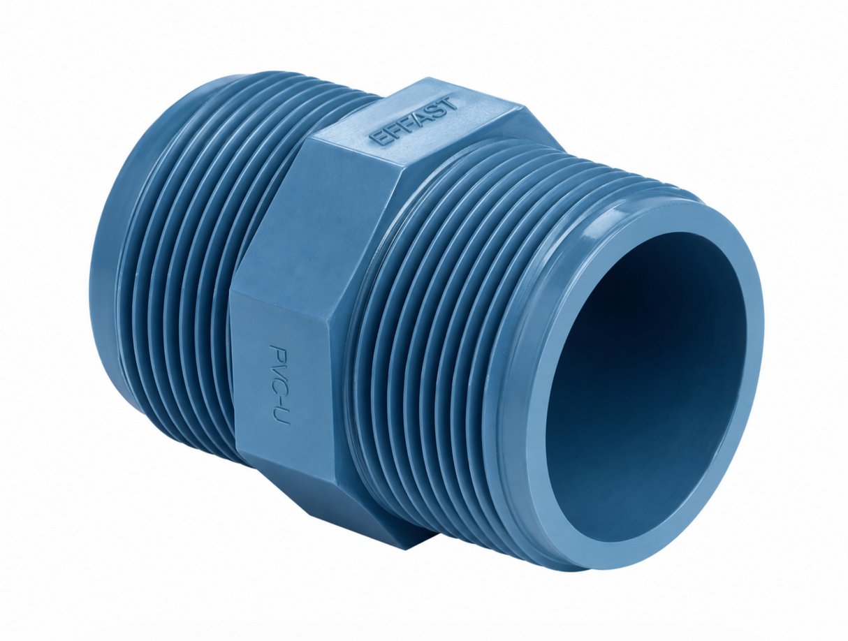 PVC Doppelnippel mit 2x Außengewinde PN 16
