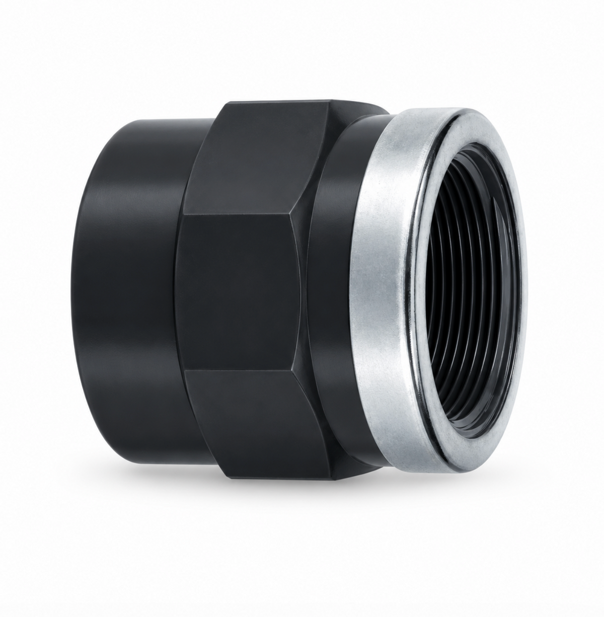 PVC Gewindemuffe Innengewinde Edelstahl Ring