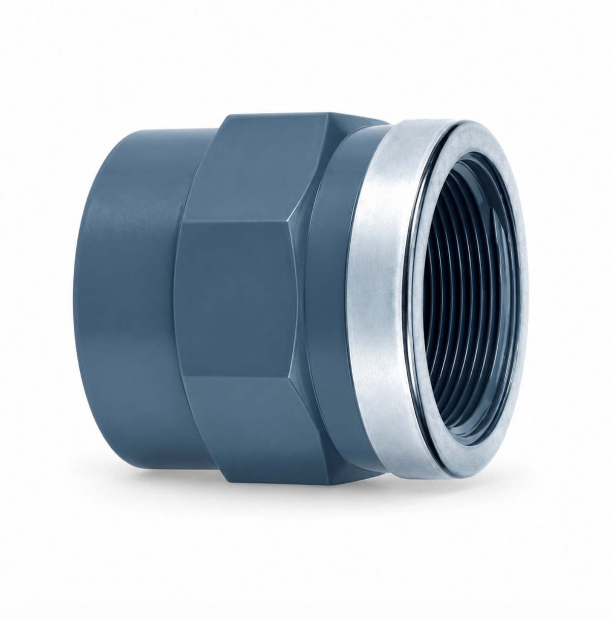 PVC Gewindemuffe Innengewinde Edelstahl Ring
