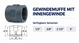 PVC Gewindemuffe mit 2x Innengewinde PN 16