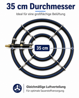 Abmessungen des Edelstahl-Belüfterrings mit drei Ringen und 35 cm Durchmesser