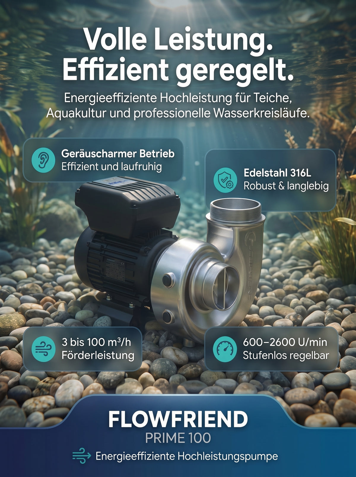 FlowFriend Prime 100 – energieeffiziente Hochleistungspumpe bis 100 m³/h