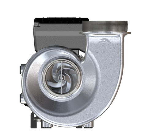 FlowFriend Prime 100 Teichpumpe Frontansicht Edelstahlhydraulik Impeller Koiteichpumpe Poolpumpe Umwälzpumpe Aquakultur Filterpumpe 100000 l/h 9,6 m Förderhöhe PMSM