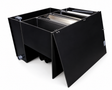 Genesis EVO3/500FS Schwerkraft-Flachfilter mit schwarzem Filtergehäuse, offener Oberseite, sichtbaren Filterwalzen und seitlichen Rohranschlüssen auf weißem Hintergrund