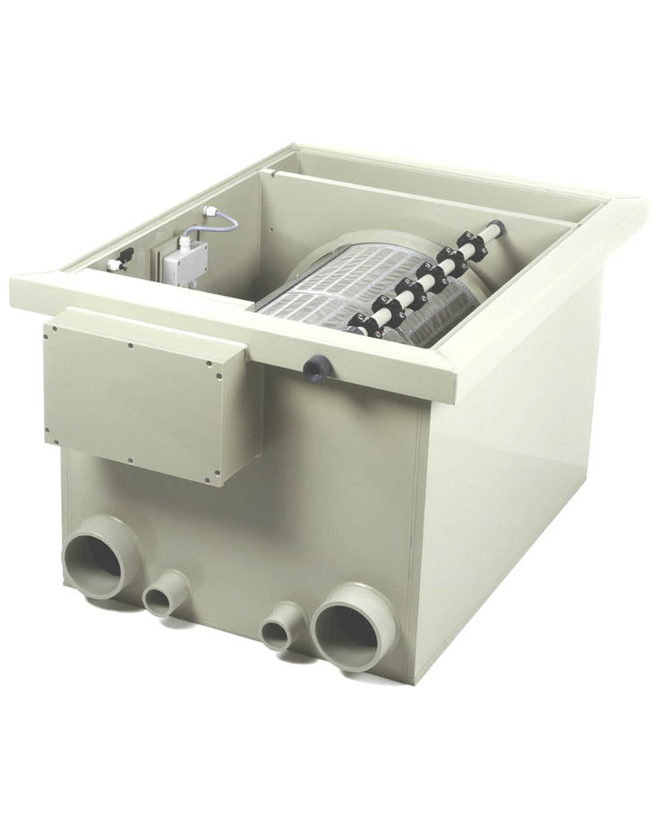 Innenansicht PP35 Trommelfilter mit Edelstahlsieb und Spülsystem