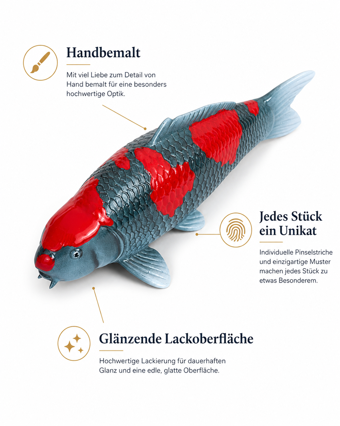 Limitierte Koi Figur Goshiki – handbemalte Koi Figuren stilvolle Teich- & Gartendekoration