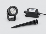 OASE LunAqua Power LED Set 1 mit 5,8 W, 24 V und IP68. Leistungsstarker LED-Scheinwerfer für Teich, Fontäne und Garten, erweiterbar auf 4 Leuchten.