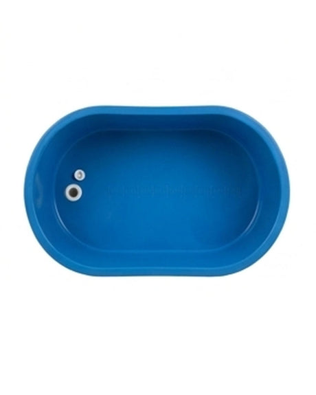 Ovale blaue Kunststoffwanne für Koi Transport und Hälterung von oben gesehen