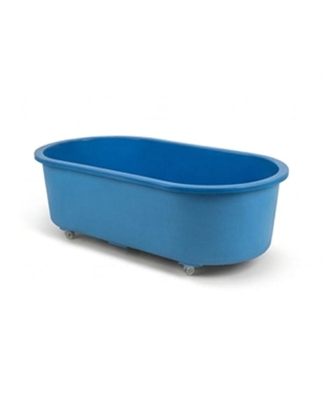 Ovale blaue Kunststoffwanne mit Rollen für einfachen Koi Transport und Handling