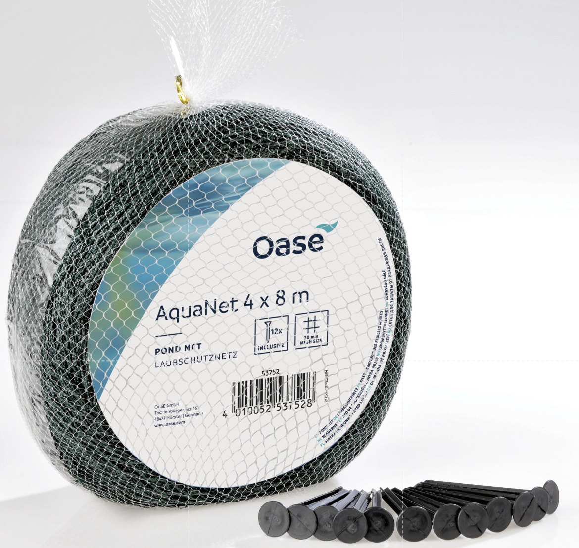 Teichnetz als Laubschutz für Teichabdeckung in Verpackung aufgerollt
