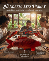 Handbemalte Aka Bekko Fischfigur als einzigartiges Unikat mit individueller Farbgebung und detailreicher Gestaltung