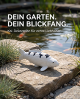 Bekko Koi-Figur als dekorativer Blickfang im Garten und Teichbereich – handbemalte Fischfigur und besondere Japan-Deko für Terrasse, Außenbereich und Koi-Liebhaber