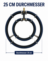 Abmessungen des Edelstahl-Belüfterrings mit zwei Ringen und 25 cm Durchmesser