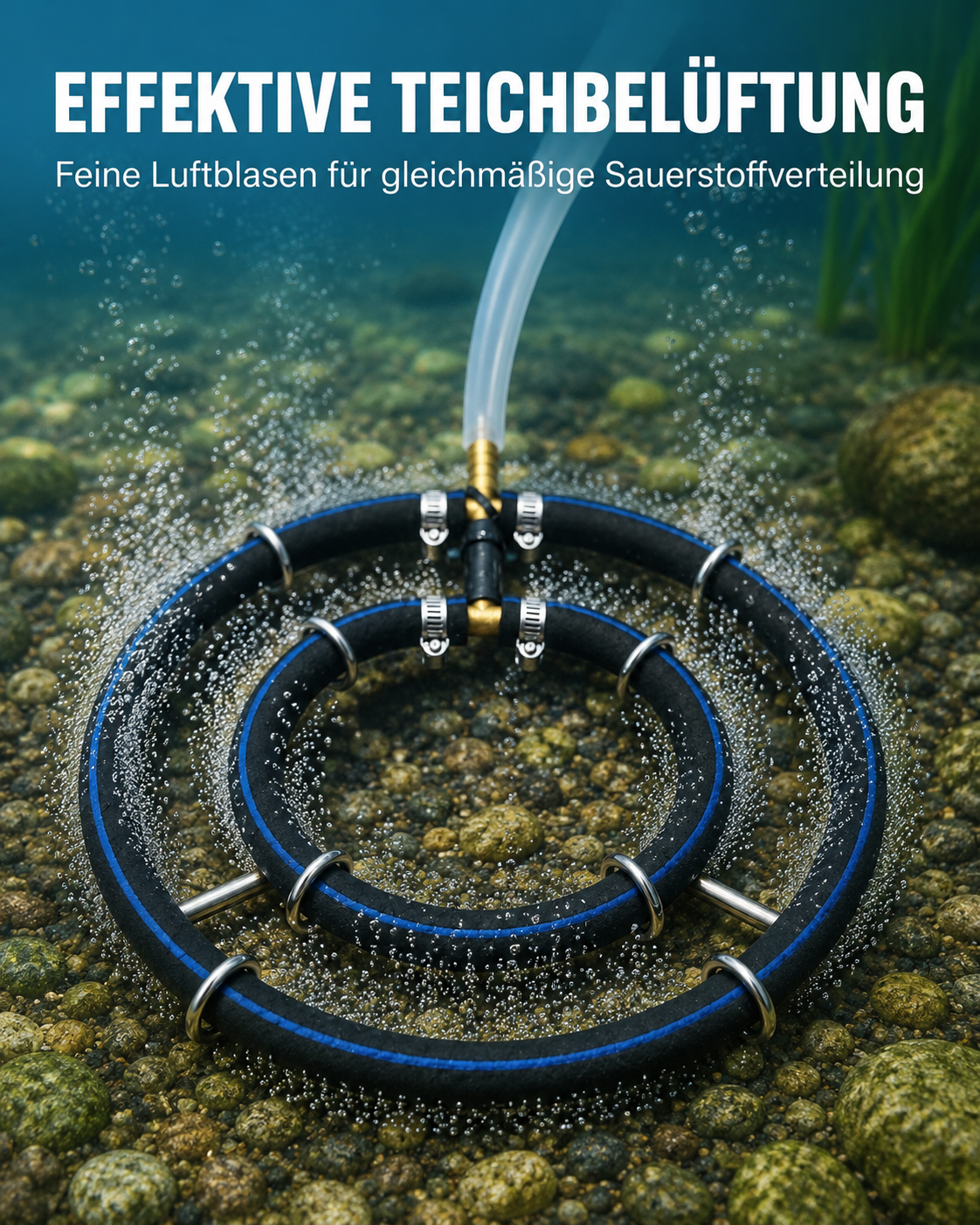 Belüfterring mit zwei Ringen im Teich zur gleichmäßigen Sauerstoffversorgung