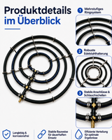 Produktdetails des Edelstahl-Belüfterrings mit vier feinporigen Luftschläuchen und stabilem Gestell