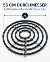 Abmessungen des Edelstahl-Belüfterrings mit fünf Ringen und 55 cm Durchmesser