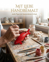 Handbemalte Benigui Karpfen-Figur bei der Gestaltung als individuelle Fischfigur mit besonderem Charakter und detailreicher Oberfläche