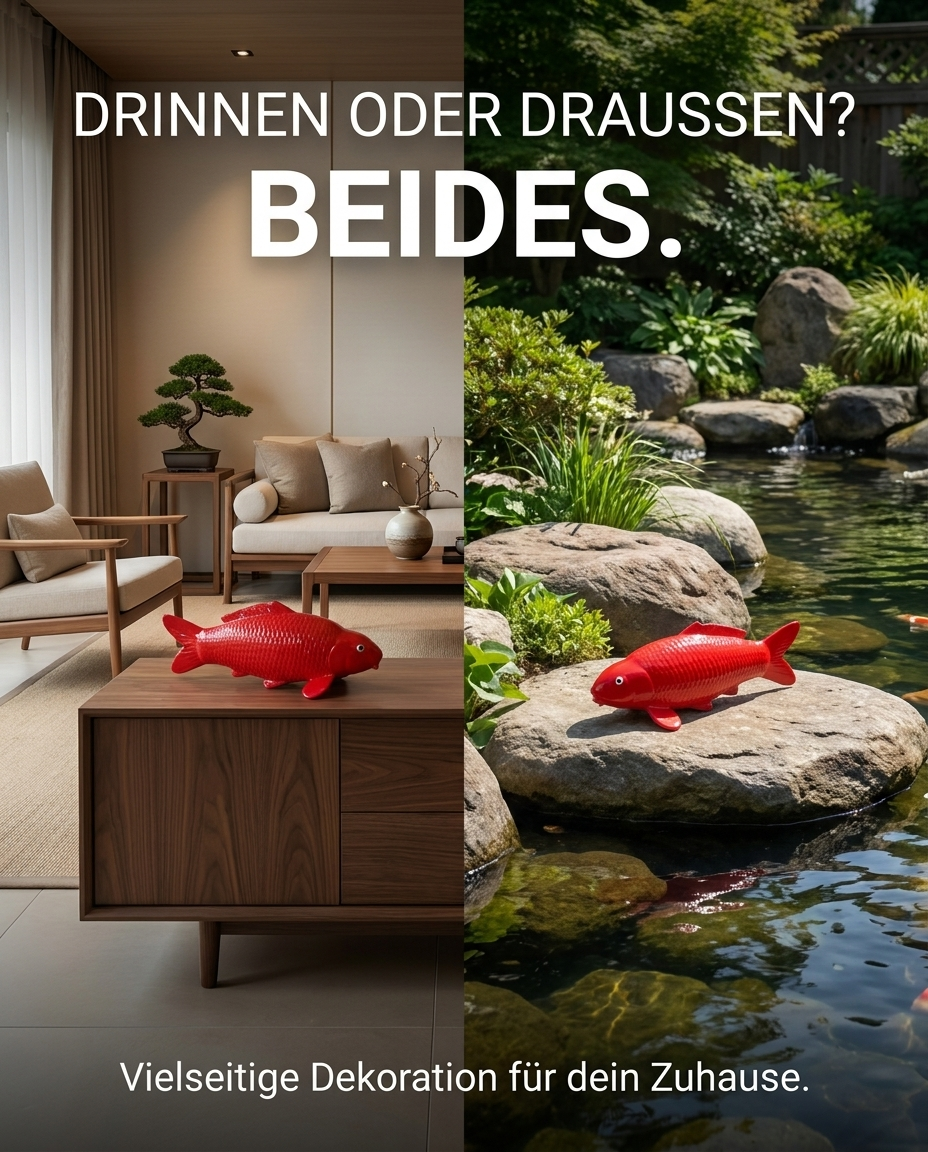 Benigui Koi-Figur als besondere Deko für drinnen und draußen, passend für Wohnraum, Eingangsbereich, Terrasse und Garten