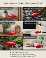 Rote Benigui Koi-Figur als vielseitige Dekoration für Wohnbereich, Terrasse, Garten, Teichnähe, Regal und weitere Lieblingsplätze
